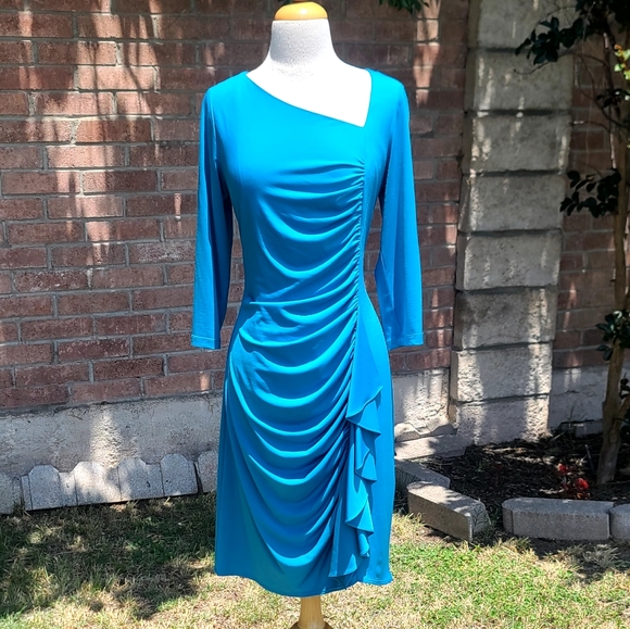 David Meister blue form flattering dress - Picture 1 of 7